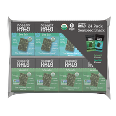 Ocean's Halo Seaweed Snack, Sea Salt & Wasabi, 0.14 oz, 24 ct