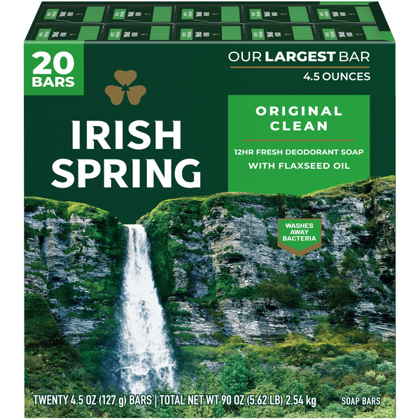 Irish Spring Bar Soap, 4.5 oz, 20 ct