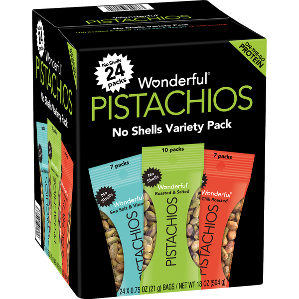 Wonderful Pistachios, No Shell, Variety Pack, 0.75 oz, 24 ct