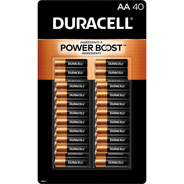 Duracell Power Boost Coppertop Alkaline AA Batteries, 40 ct