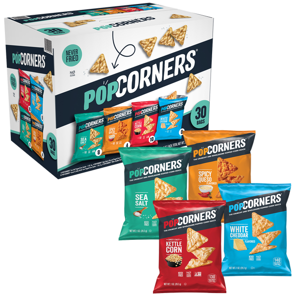 PopCorners Popped-Corn Snack, Variety Pack, 1 oz, 30 ct