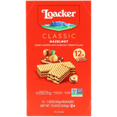 Loacker Classic Crispy Wafers, Hazelnut, 1.59 oz, 12 ct