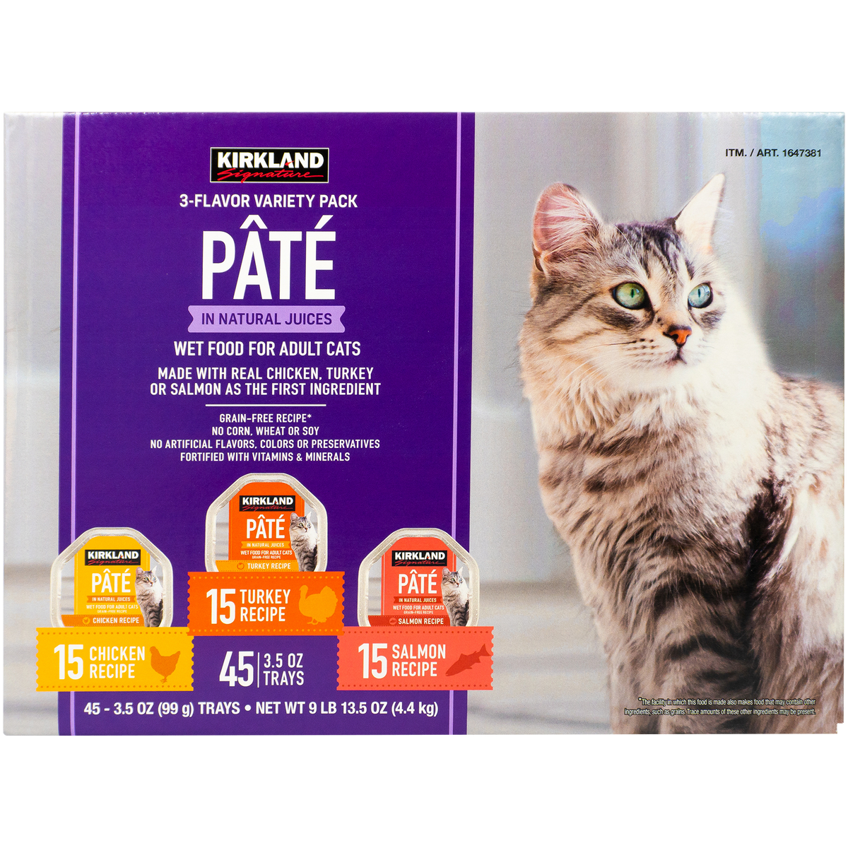 Kirkland Signature Pâté Adult Cat Food, Variety Pack, 3.5 oz, 45 ct