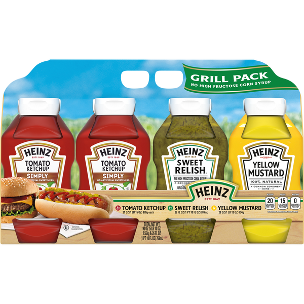 Heinz Ketchup, Relish, Mustard Grill Pack, 4 ct