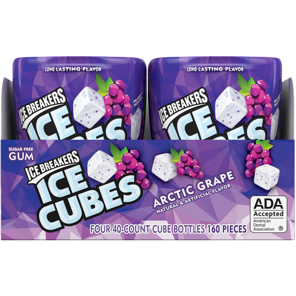 Ice Breakers Ice Cubes Sugar Free Gum, Arctic Grape, 40 pieces, 4 ct