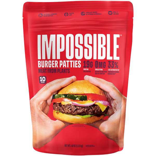 Impossible Burger Patties Made From Plants, 4 oz, 10 ct