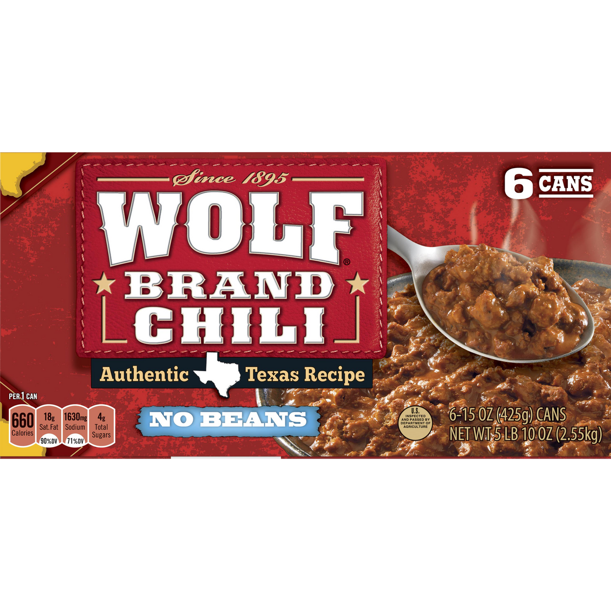 Wolf Brand Chili, No Beans, 15 oz, 6 ct