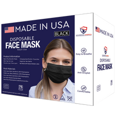 Sovereign America Disposable Face Mask, Adult Use, Black, 75 ct