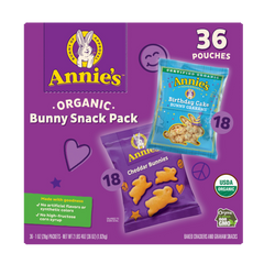 Annie's Organic Bunny Snack Pack Baked Crackers and Graham Snacks, Variety Pack, 1.07 oz, 36 ct