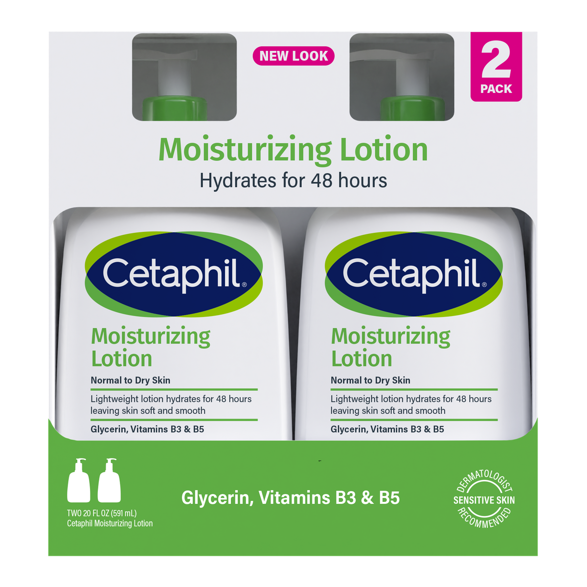 Cetaphil Moisturizing Lotion, Dry to Normal Sensitive Skin, 20 fl oz, 2 ct