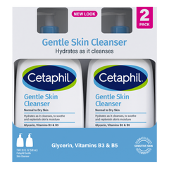 Cetaphil Gentle Skin Cleanser, Dry to Normal Sensitive Skin, 20 fl oz, 2 ct