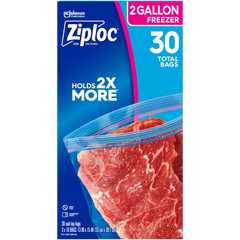 Ziploc Grip 'n Seal Freezer Bags, 2 Gallon, 30 ct