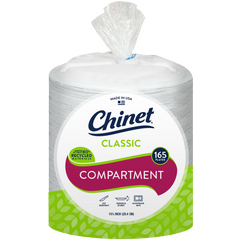 Chinet 10-3/8" 3-Compartment Paper Plate, White, 165 ct