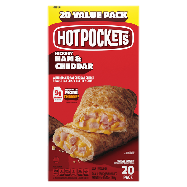 Hot Pockets Hickory Ham and Cheddar, 4.5 oz, 20 ct