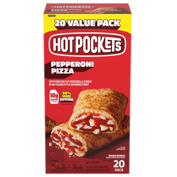 Hot Pockets Premium Pepperoni Pizza, 4.5 oz, 20 ct