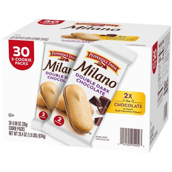 Pepperidge Farm Milano Cookies, Double Dark Chocolate, 0.98 oz, 30 ct