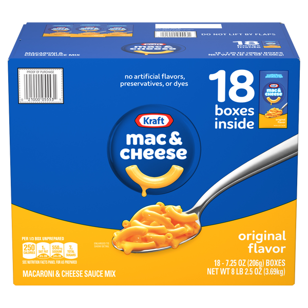 Kraft Macaroni & Cheese Dinner, 7.25 oz, 18 ct