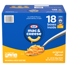 Kraft Macaroni & Cheese Dinner, 7.25 oz, 18 ct