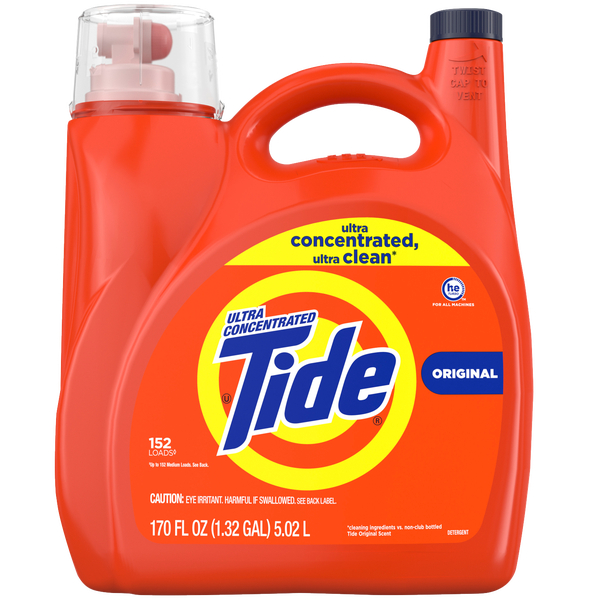 Tide Liquid Laundry Detergent, Ultra Concentrated, HE Compatible, Original Scent, 170 fl oz