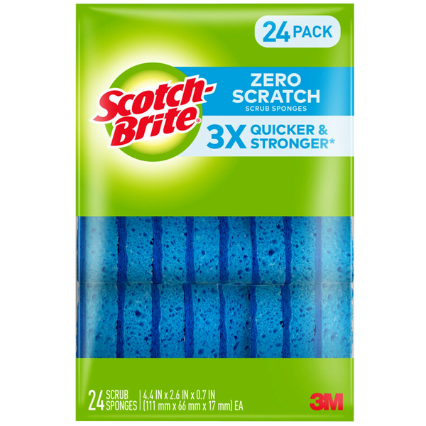 Scotch-Brite Scrub Sponges, Zero Scratch, Blue, 24 ct