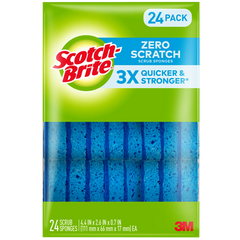 Scotch-Brite Scrub Sponges, Zero Scratch, Blue, 24 ct