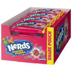 Nerds Candy Gummy Clusters, Rainbow, Share Pouch, 3 oz, 12 ct