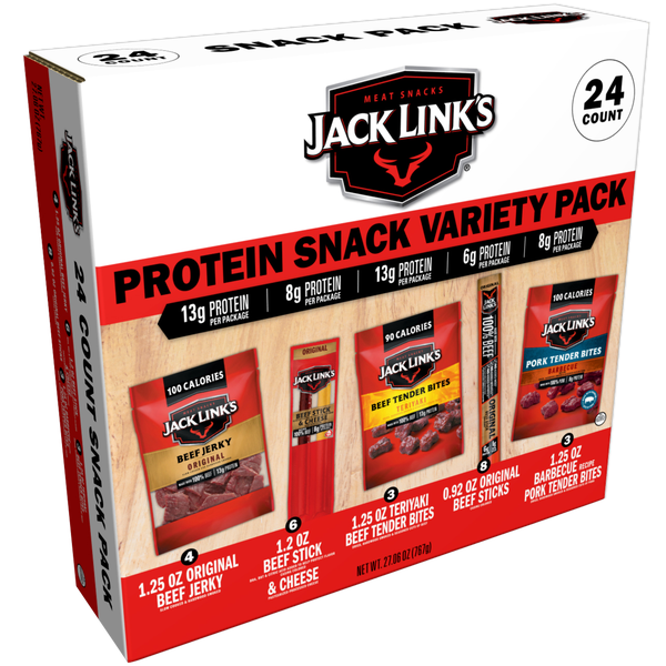 Jack Link's Protein Snack Box, Variety Pack, 24 ct