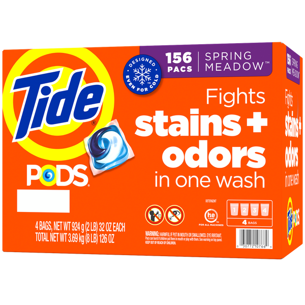 Tide PODS Laundry Detergent, HE Compatible, Spring Meadow, 156 ct