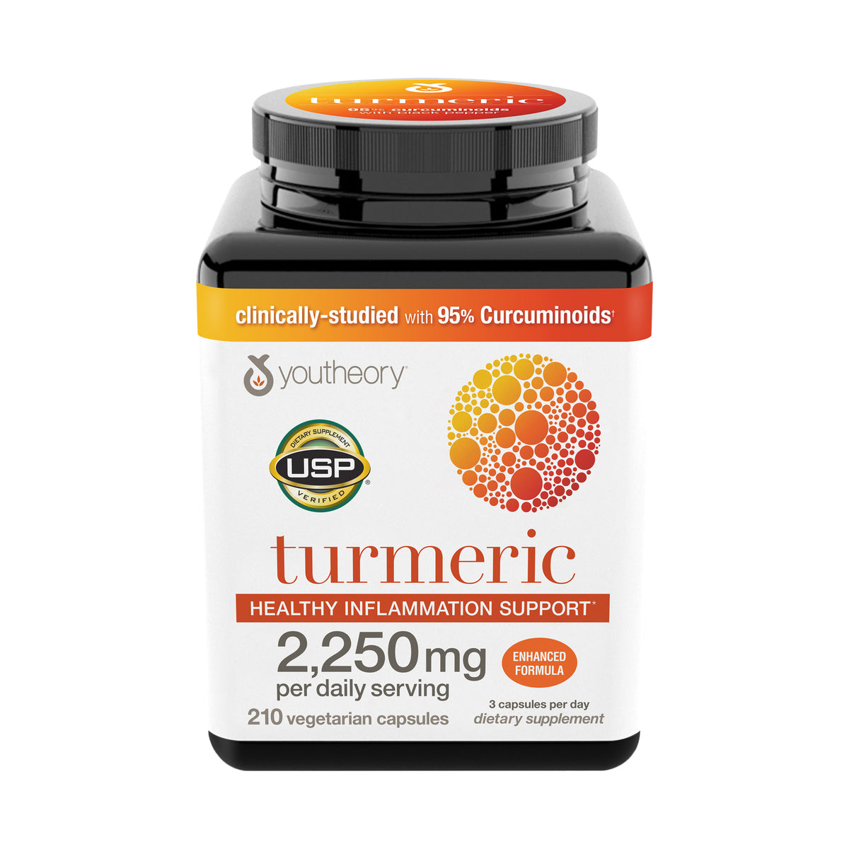 youtheory Turmeric Healthy Inflammation Support 2250 mg, 210 Vegetarian Capsules