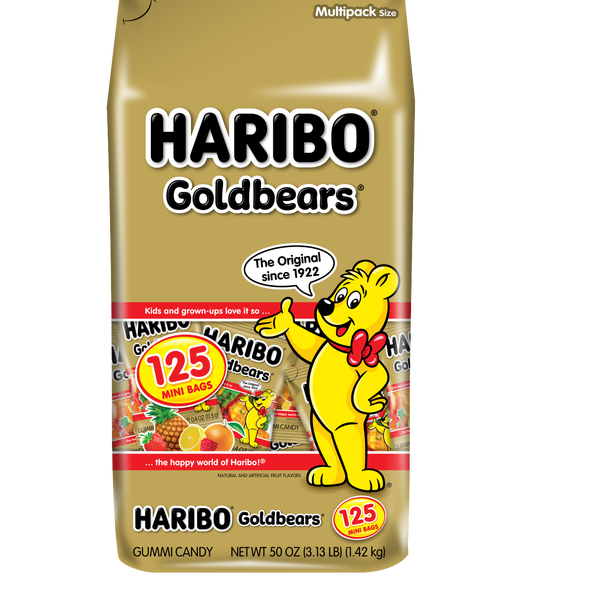 Haribo Goldbears Gummi Candy, Mini Bags, 0.4 oz, 125 ct