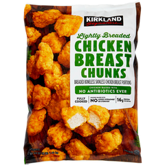 Kirkland Signature Lightly Breaded Chicken Breast Chunks, Boneless Skinless, 4 lbs