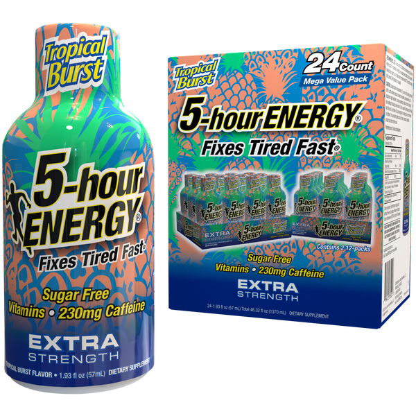 5-hour Energy Shot, Extra Strength, Tropical Burst, 1.93 fl oz, 24 ct