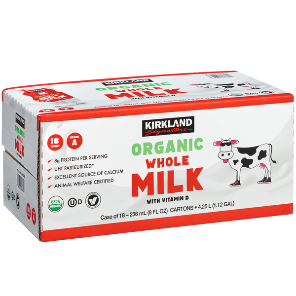 Kirkland Signature Organic Whole Milk, 8 fl oz, 18 ct