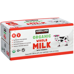 Kirkland Signature Organic Whole Milk, 8 fl oz, 18 ct