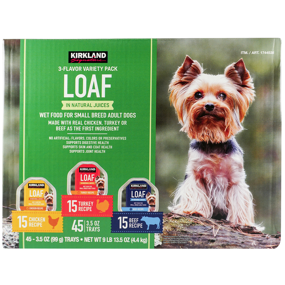 Kirkland Signature Loaf Wet Dog Food, Small Breed Adult Dogs, Variety Pack, 3.5 oz, 45 ct