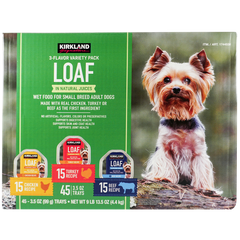 Kirkland Signature Loaf Wet Dog Food, Small Breed Adult Dogs, Variety Pack, 3.5 oz, 45 ct