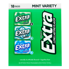 Extra Sugar Free Chewing Gum, Mint Variety Pack, 15 Sticks, 18 ct