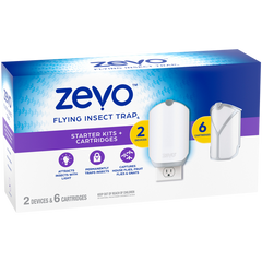 Zevo Flying Insect Trap Starter Kit, 2 Devices + 6 Refills