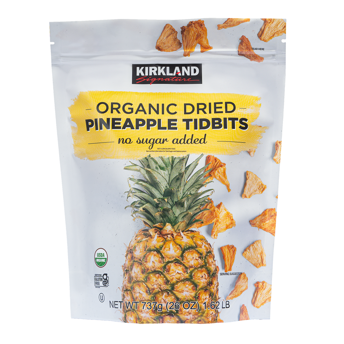 Kirkland Signature Organic Dried Pineapple Tidbits, 26 oz