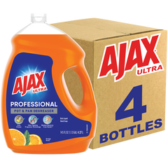 Ajax Ultra Professional Pot and Pan Degreaser Liquid Dish Detergent, Orange Scent, 145 fl oz, 4 ct