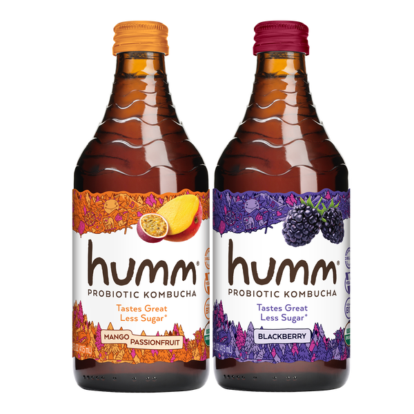 Humm Organic Probiotic Kombucha, Variety Pack, 14 fl oz, 12 ct