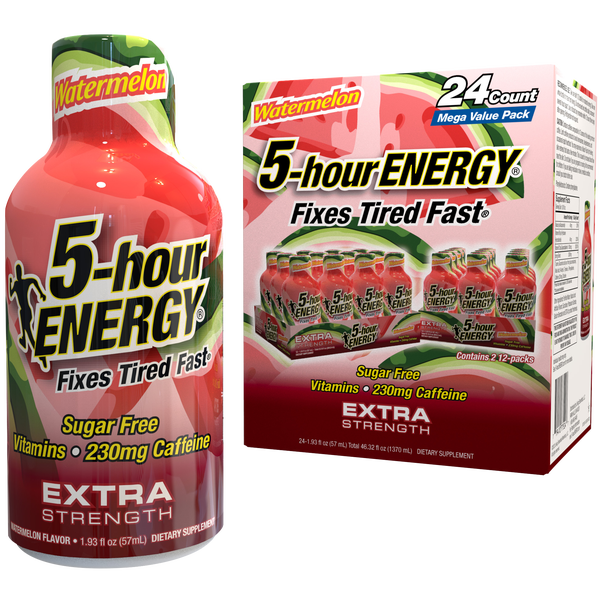 5-hour Energy Shot, Extra Strength, Watermelon, 1.93 fl oz, 24 ct