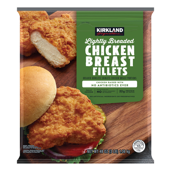 Kirkland Signature Chicken Breast Fillets, Lightly Breaded, 48 oz