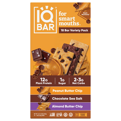 IQBAR Plant Protein Bar, Chocolate Lovers Variety Pack, 1.6 oz, 18 ct