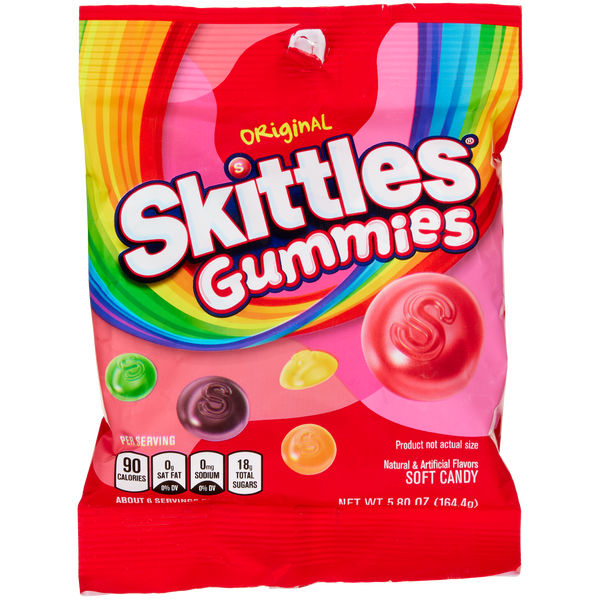 Skittles Gummies, Original, 5.8 oz Peg Bag, 12 ct