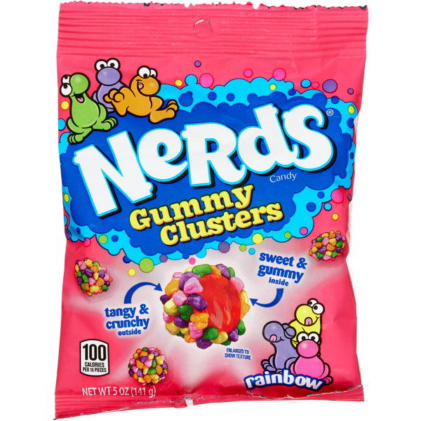 Nerds Gummy Clusters, Rainbow, 5 oz Peg Bag, 12 ct