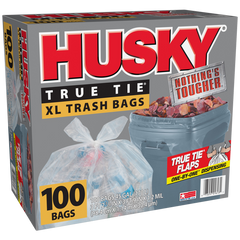 Husky True Tie XL Trash Bags, 45 Gallon, 100 ct