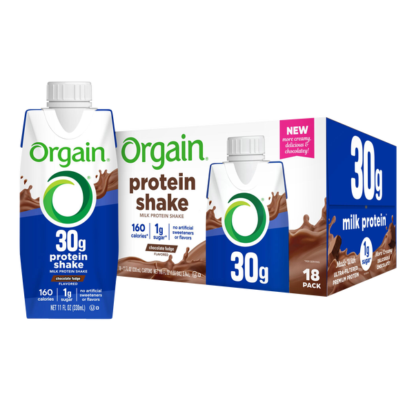 Orgain 30g Protein Shake, Chocolate Fudge, 11 fl oz, 18 ct