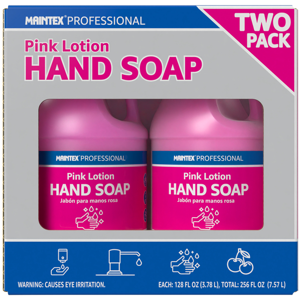 Maintex Professional Pink Lotion Hand Soap, Cherry Scent, 128 fl oz, 2 ct