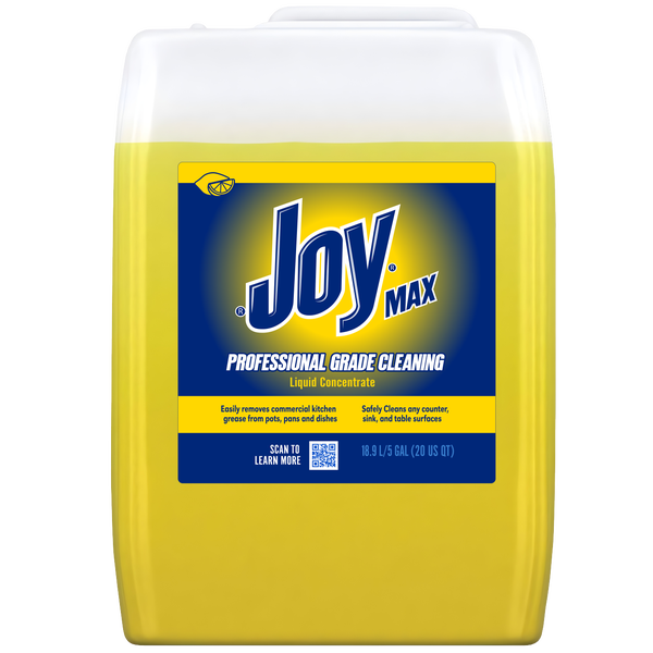 Joy MAX Professional Manual Pot and Pan Dish Detergent, Liquid Concentrate, Lemon Scent, 5 Gallons